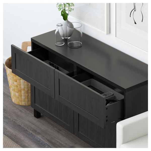 Комбинация для хранения с дверцами, ящиками БЕСТО, Ханвикен черно-коричневый (120x40x74 см) - фото 3