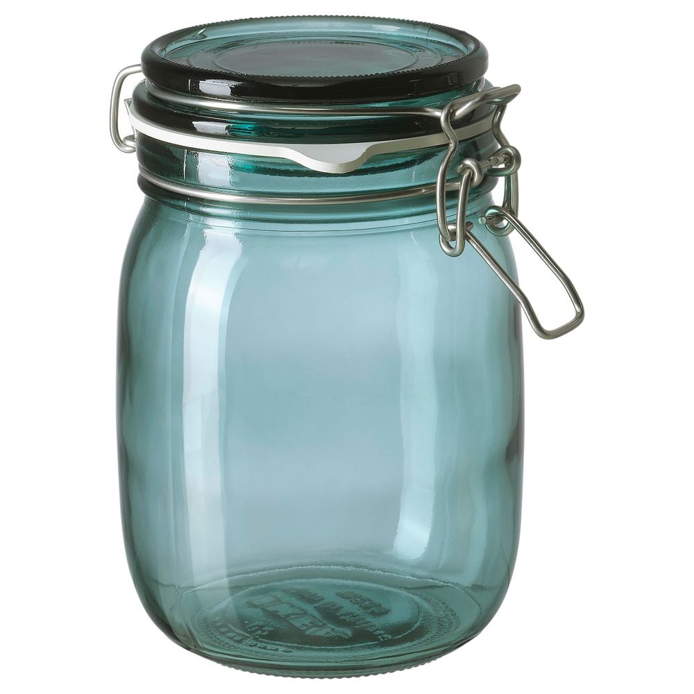 Банка с крышкой, зеленый 1 л IKEA КОРКЕН 704.618.56 - фото 1