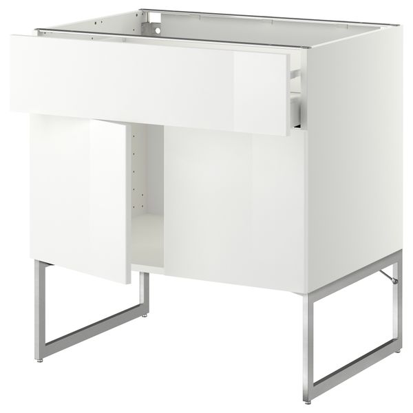 Напольный шкаф, полки, ящик, 2 двери МЕТОД / МАКСИМЕРА, белый, Рингульт белый - схема-чертеж с размерами