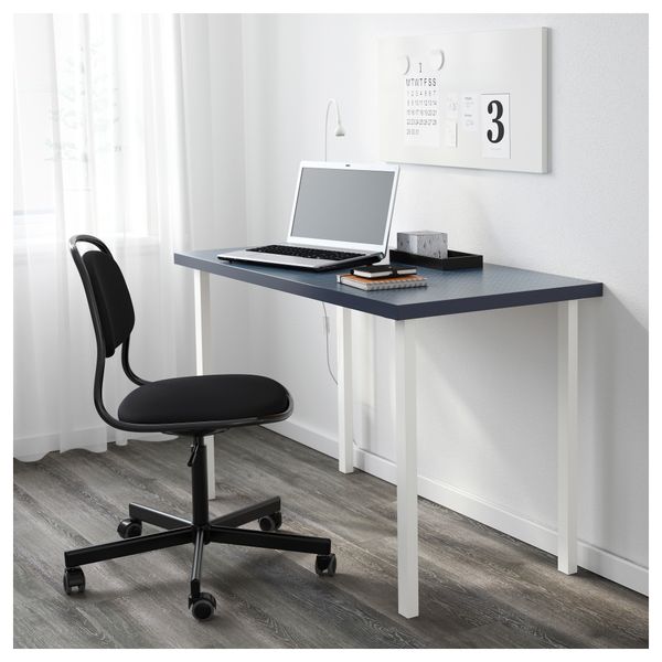 Стол ЛИННМОН / ГОДВИН, геометрический синий, белый (120x60 см) - фото 2