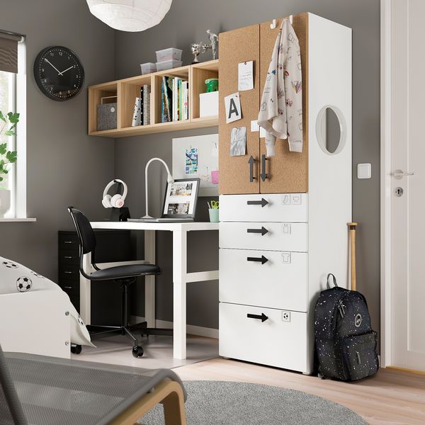Гардероб, 60x57x181 см, белый пробка с 4 ящиками IKEA PLATSA ПЛАТСАA ПЛАТСА, SMÅSTAD СМОСТАД 094.308.83 - фото 4