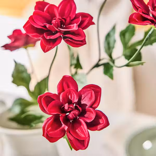 SMYCKA Цветок искусственный - д/дома/улицы Георгин/темно-розовый 66 см - схема-чертеж с размерами