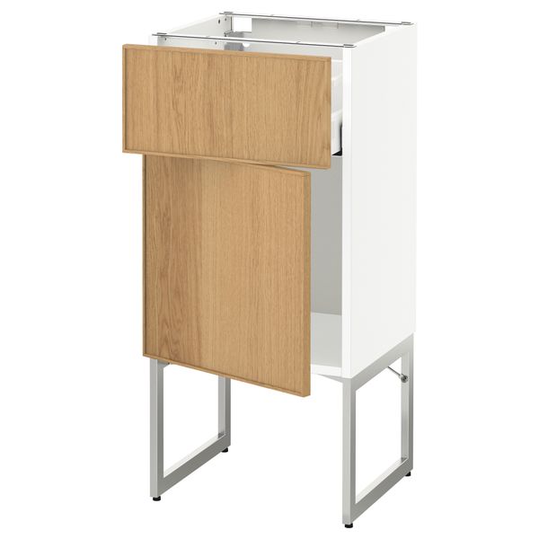 Напольный шкаф с ящиком, дверью МЕТОД / МАКСИМЕРА, белый, Экестад дуб - схема-чертеж с размерами
