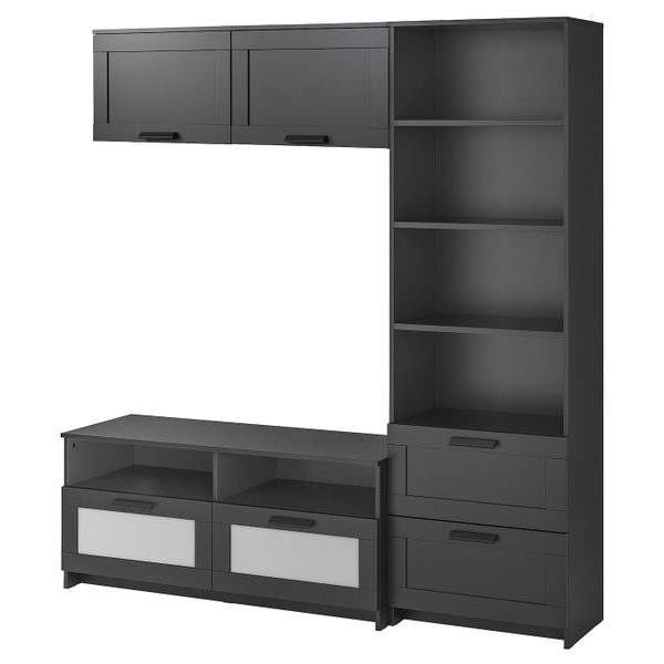 Шкаф для ТВ, комбинация, черный 180x41x190 см IKEA BRIMNES БРИМНЭС 393.966.46 - фото 1
