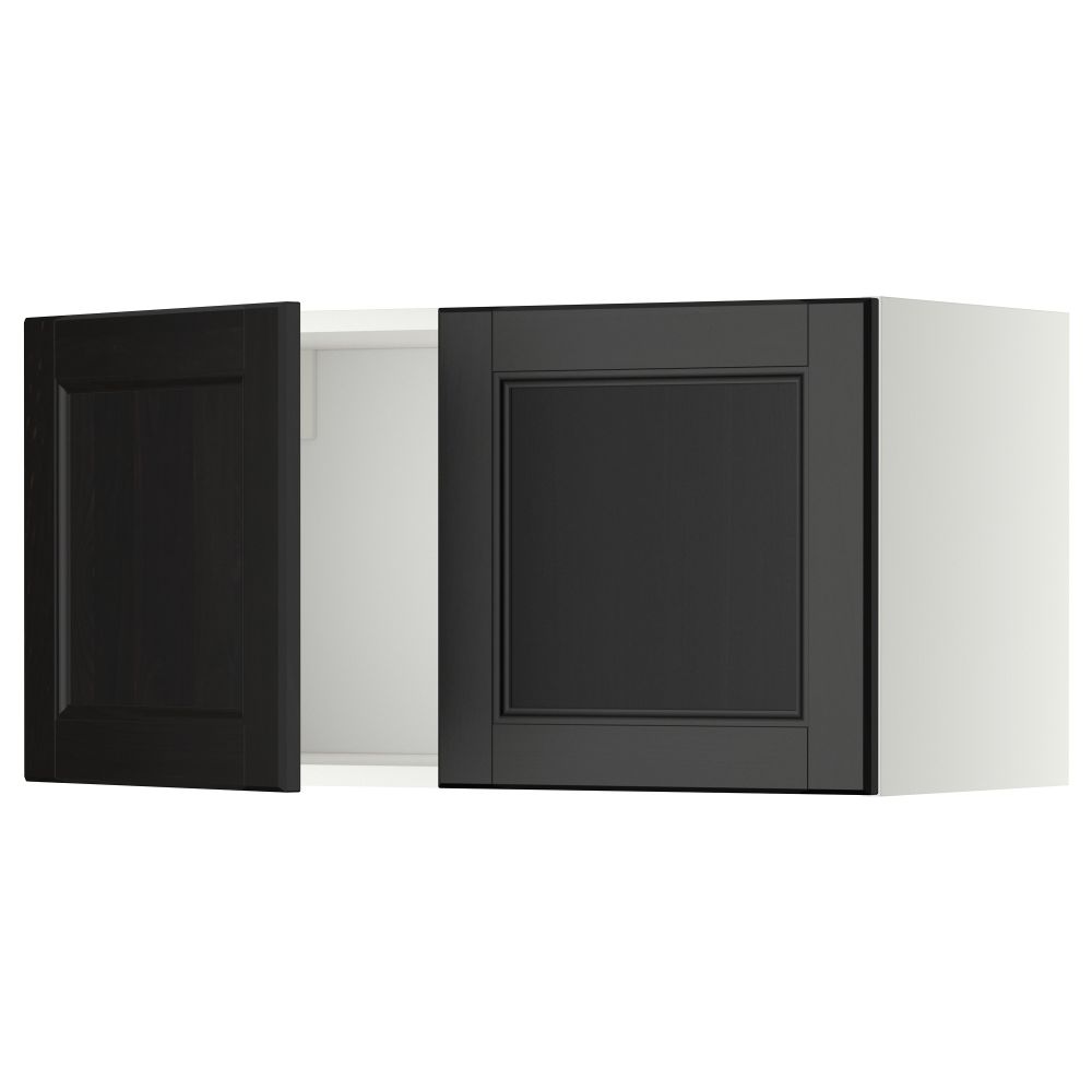 Навесной шкаф с 2 дверями МЕТОД, белый, Лаксарби черно-коричневый (80x40 см) - схема-чертеж с размерами