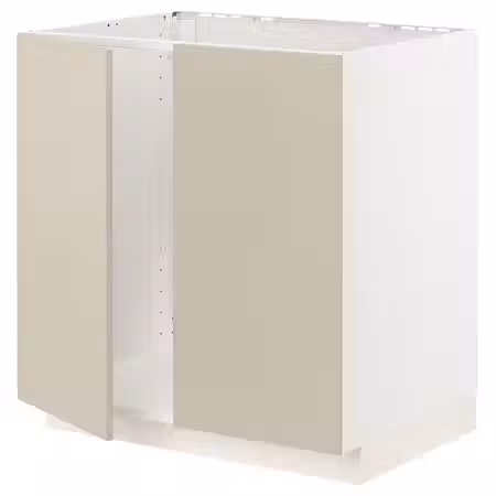 METOD Напольный шкаф для мойки+2 двери - белый/Havstorp бежевый 80x60 см