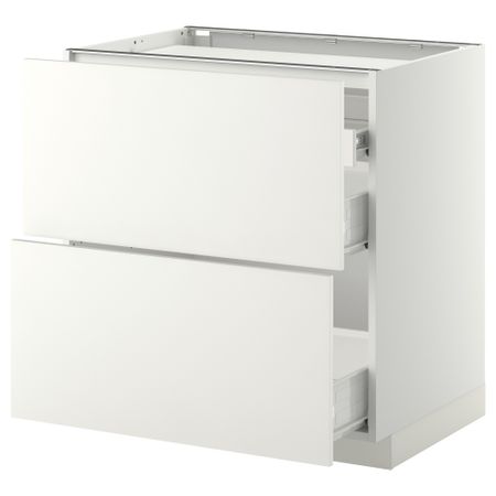 Напольный шкаф, 2 фронтальных панели, 3 ящика МЕТОД / ФОРВАРА, белый, Хэггеби белый