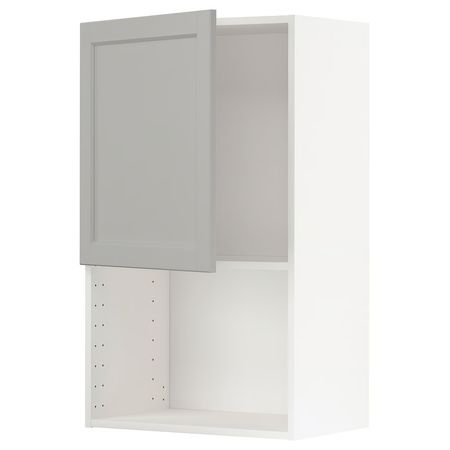 METOD Навесной шкаф для СВЧ-печи - белый/Lerhyttan светло-серый 60x100 см