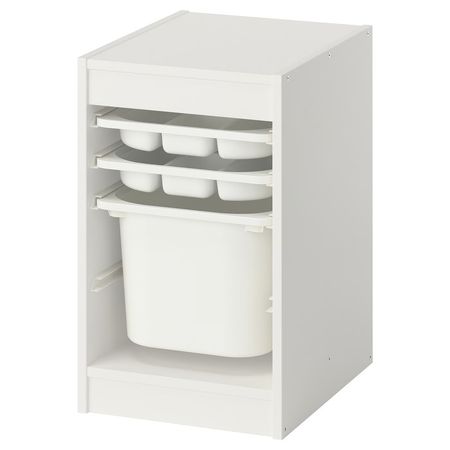 TROFAST Комбинация с контейнером/лотками - белый/белый 34x44x56 см