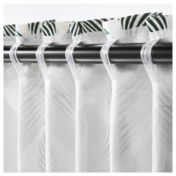 Гардины, 1 пара ФЬЕДЭРКЛИНТ, бел/зелен (145x300 см) - фото 4