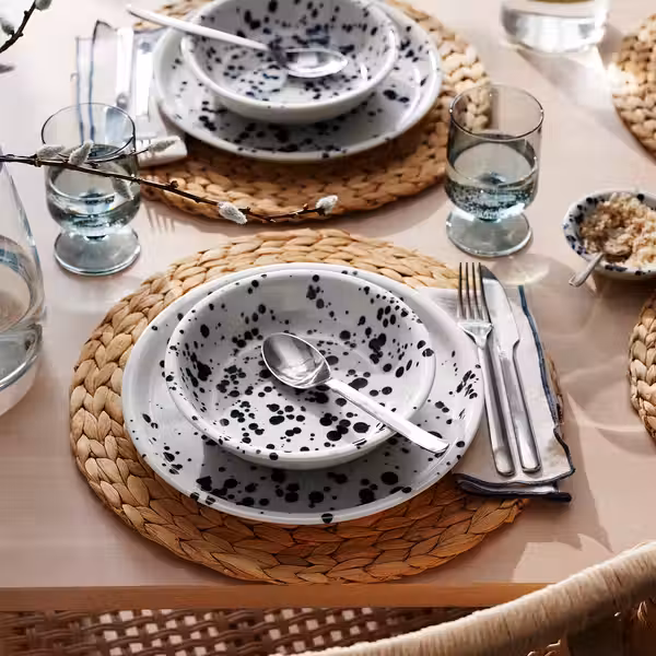 SILVERSIDA СИЛВЕРСИДА Тарелка глубокая - с рисунком/синий 19 см - схема-чертеж с размерами