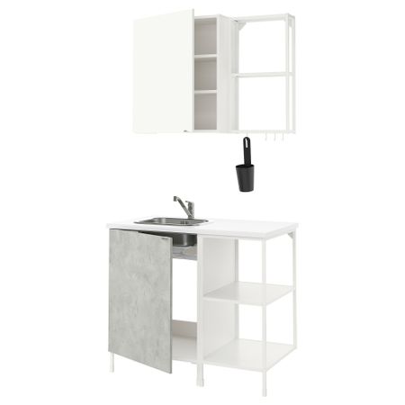 Кухня, 103x63.5x222 см, белый, под бетон белый IKEA BEGIVENHET БЕГИВЕНХЕТ 593.369.20