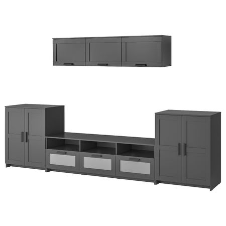 Шкаф для ТВ, комбинация, черный 336x41x190 см IKEA BRIMNES БРИМНЭС 193.978.02
