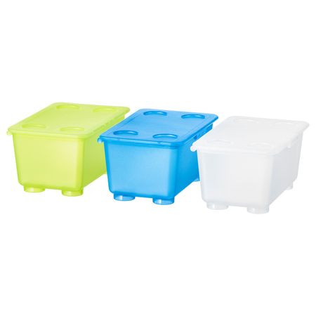 Контейнер с крышкой, белый/светло-зеленый, синий 17x10 см IKEA ГЛИС 903.659.91