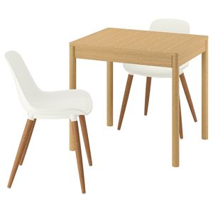 TONSTAD / GRÖNSTA Стол и 2 стула - дубовый шпон/белый 80/120x70 см