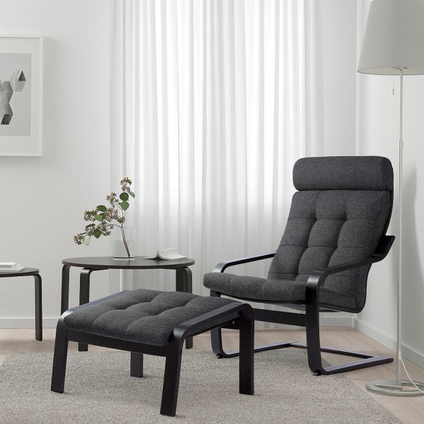 Табурет для ног, черно-коричневый/Гуннаред темно-серый IKEA POÄNG ПОЭНГ 394.372.27 - фото 3