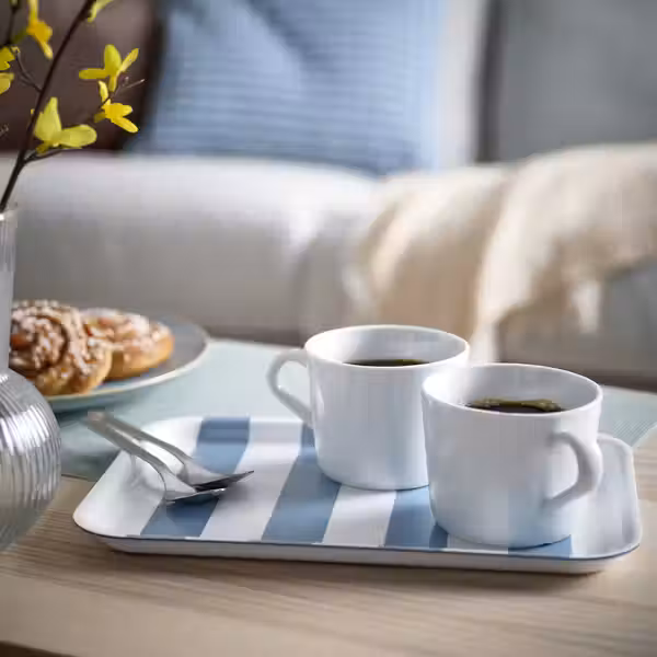 SOLDATFISK СОЛДАТФИСК Поднос - в полоску белый/серо-синий 20x28 см - фото 3