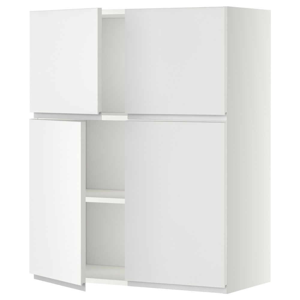 Навесной шкаф с полками, 4 дверцы МЕТОД, белый, Нодста белый (80x100 см) - схема-чертеж с размерами