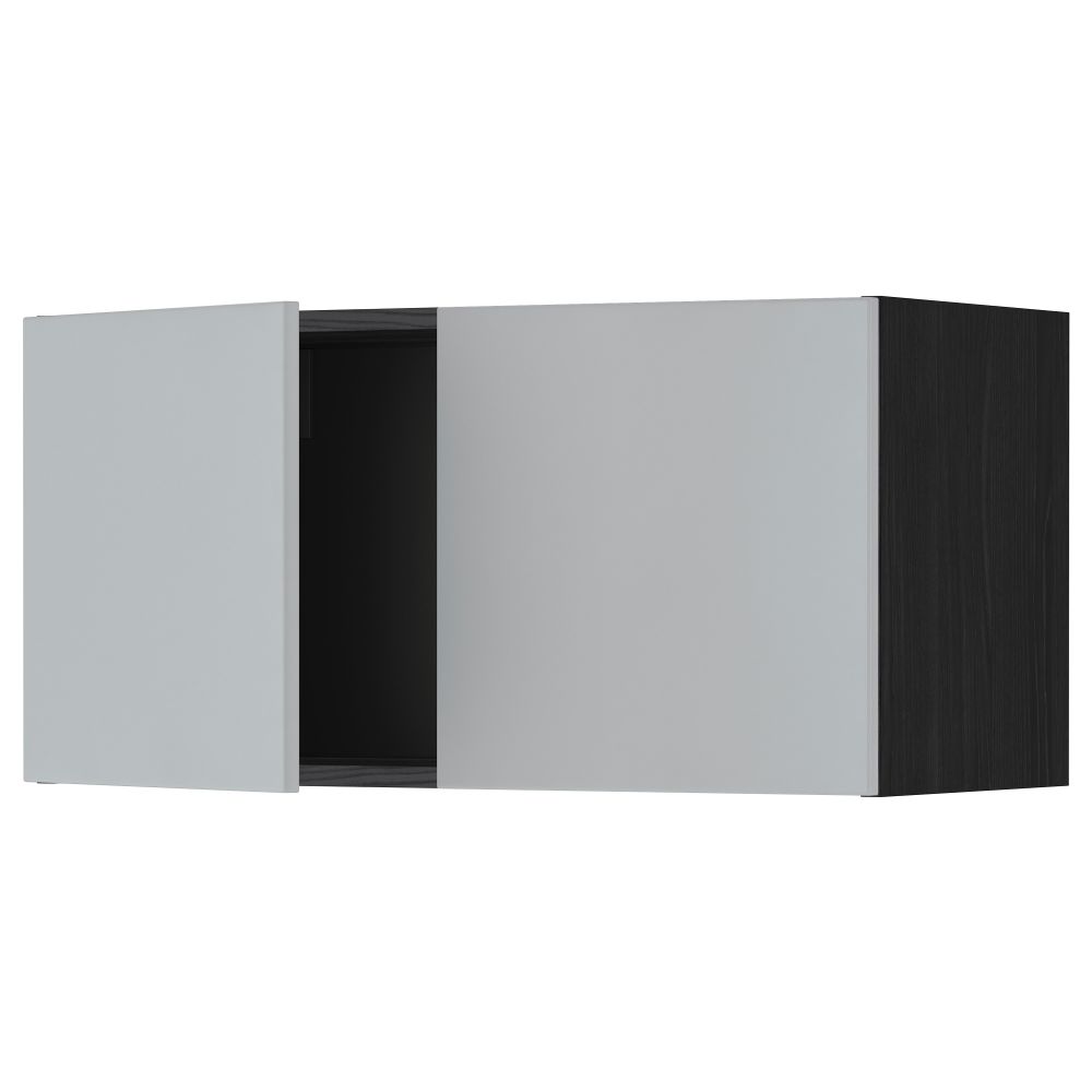 Навесной шкаф с 2 дверями МЕТОД, черный, Веддинге серый (80x40 см) - схема-чертеж с размерами