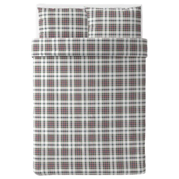 Пододеяльник и 2 наволочки, разноцветный/клетка 200x200/50x70 см IKEA MOSSRUTA МОССРУТА 204.125.71 - схема-чертеж с размерами