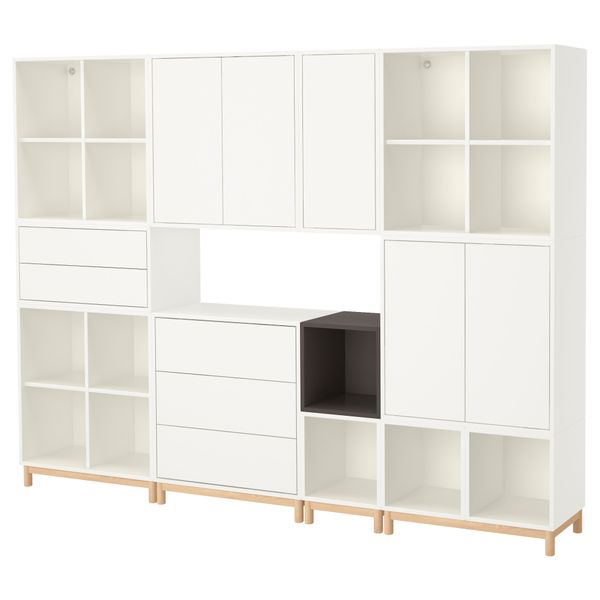 Комбинация шкафов с ножками ЭКЕТ, белый, темно-серый (245x35x185 см) - фото 1