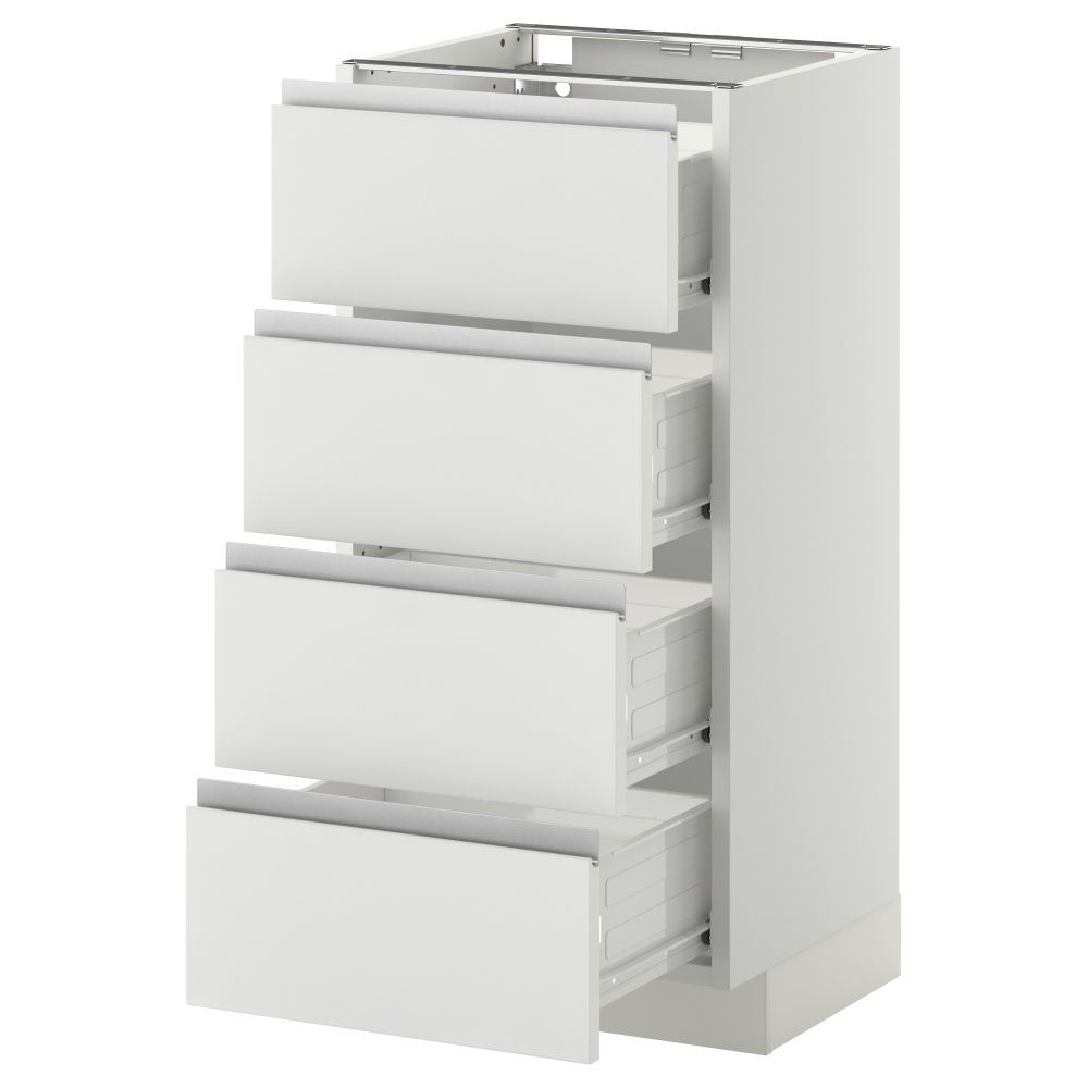 Напольный шкаф 4 фронтальных панели, 4 ящика МЕТОД / ФОРВАРА, белый, Нодста белый - схема-чертеж с размерами