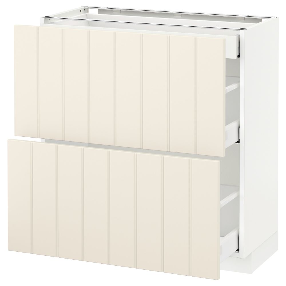 Напольный шкаф, 2 фасада, 3 ящика МЕТОД / МАКСИМЕРА, белый, Хитарп белый с оттенком - схема-чертеж с размерами