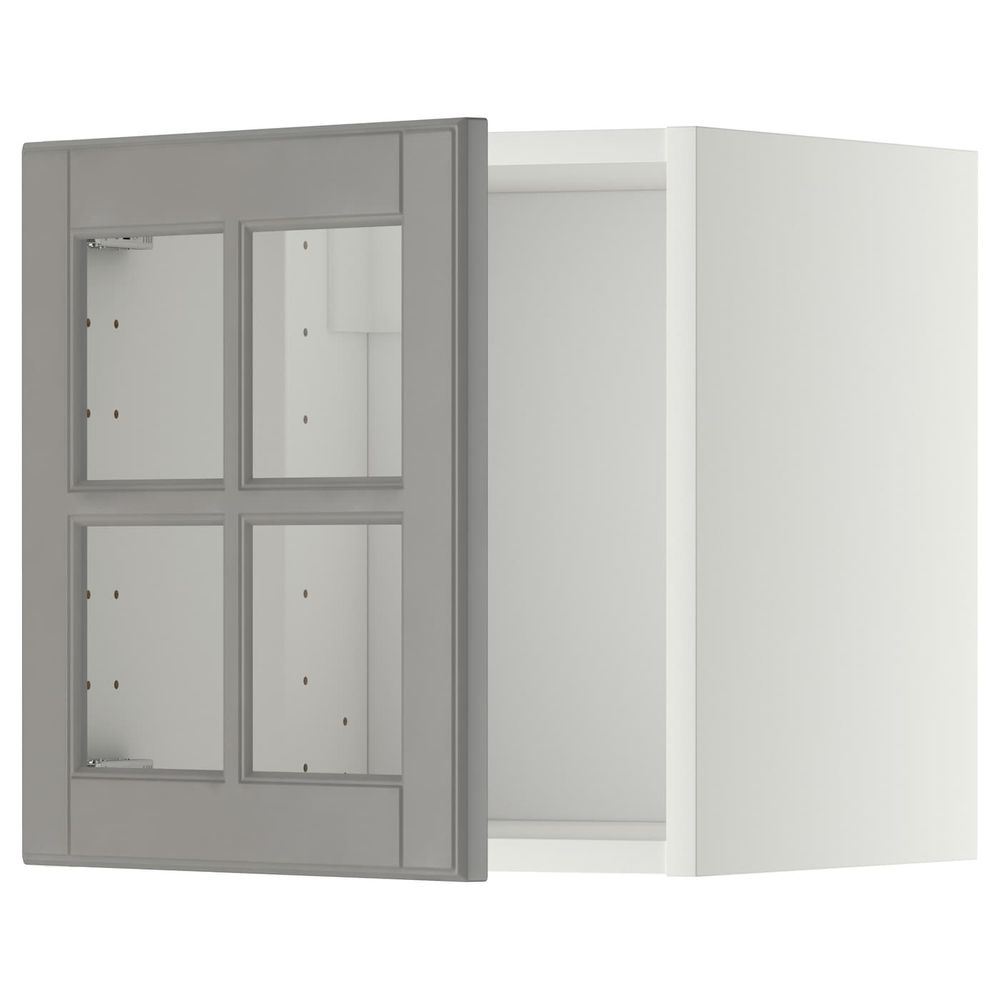 Навесной шкаф со стеклянной дверью, белый/Будбин серый 40x40 см IKEA METOD МЕТОД 892.277.45 - фото 1