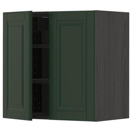 Навесной шкаф с полками/2дверцы, черный/Будбин темно-зеленый 60x60 см IKEA МЕТОД 293.132.51