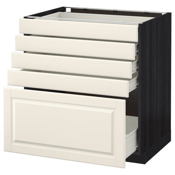 Напольный шкаф с 5 ящиками МЕТОД / ФОРВАРА, черный, Будбин белый с оттенком - схема-чертеж с размерами
