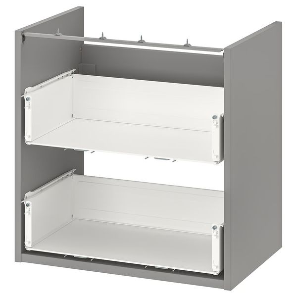 ENHET Напольный шкаф для раковины,2 ящика - серый 60x40x60 см - схема-чертеж с размерами
