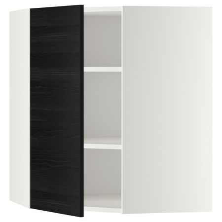 Угловой навесной шкаф с полками, белый, Тингсрид черный 68x80 см IKEA МЕТОД 192.247.50