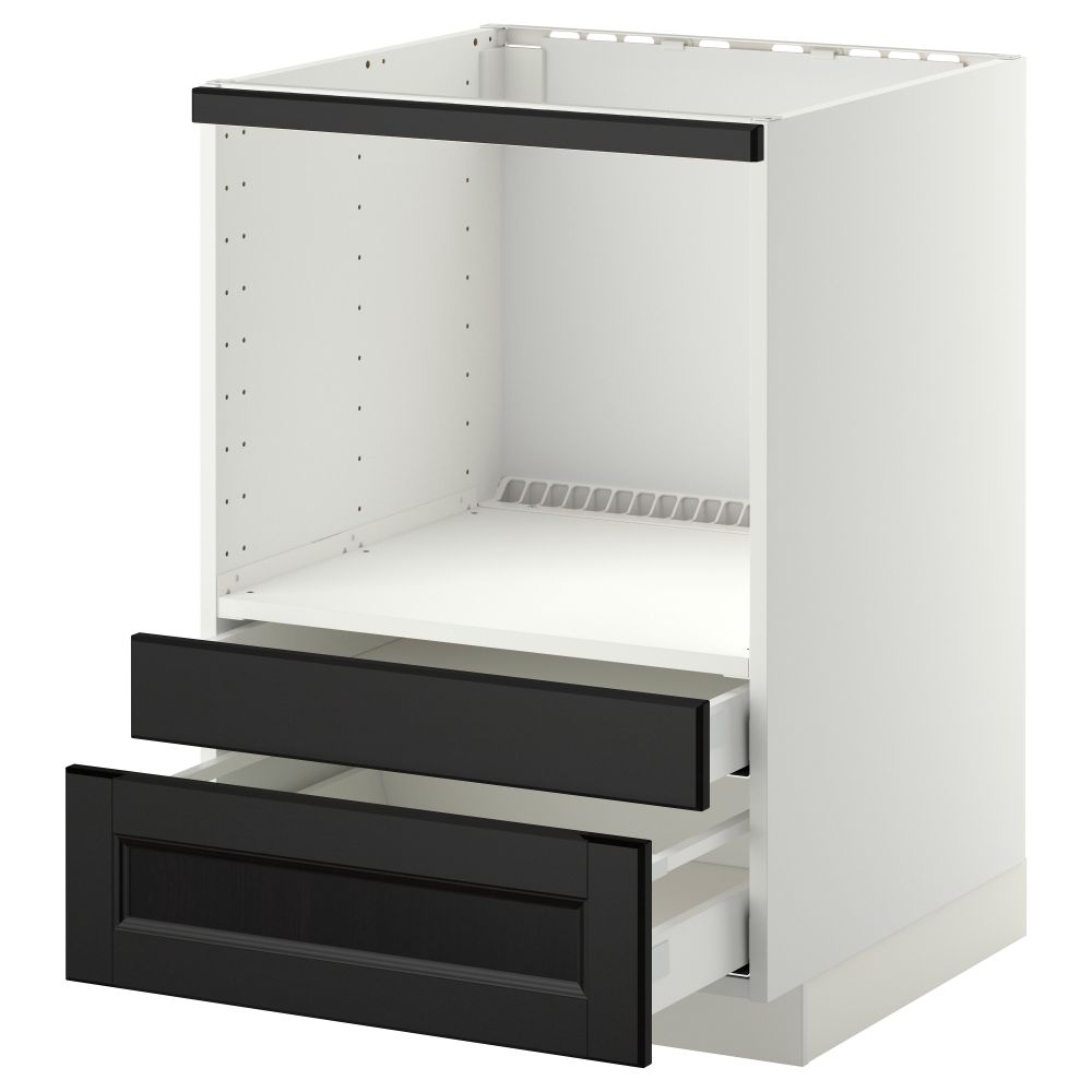 Напольный шкаф для комбинирования СВЧ, ящики МЕТОД / МАКСИМЕРА, белый, Лаксарби черно-коричневый (60x60 см) - схема-чертеж с размерами