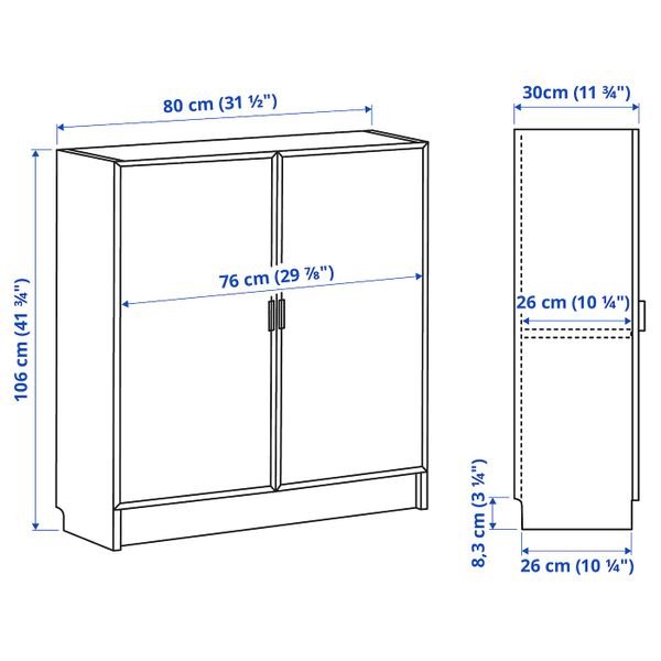 Шкаф книжный со стеклянными дверьми, белый/стекло 80x30x106 см IKEA BILLY БИЛЛИ / MORLIDEN МОРЛИДЕН 892.873.72 - фото 1