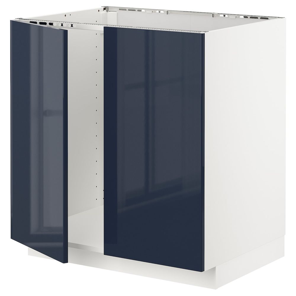 Напольный шкаф для раковины + 2 двери, белый/Ерста черно-синий 80x60x80 см IKEA METOD МЕТОД 892.827.27 - схема-чертеж с размерами