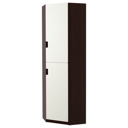 Гардероб угловой ПАКС, черно-коричневый, Сандсет белый