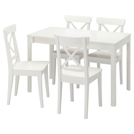 Стол и 4 стула, белый/белый 80/120 см IKEA EKEDALEN ЭКЕДАЛЕН / INGOLF ИНГОЛЬФ 294.829.70
