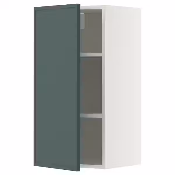 METOD Навесной шкаф с полками - белый/Aspudden темный серо-зеленый 40x80 см - фото 1