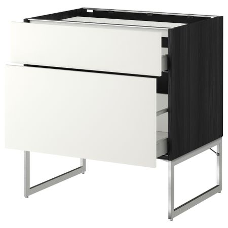 Напольный шкаф, 2 фронтальных панели, 3 ящика МЕТОД / МАКСИМЕРА, черный, Хэггеби белый