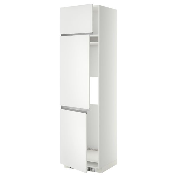 Высокий шкаф для холодильника или морозильника, с 3 дверями МЕТОД, белый, Нодста белый - схема-чертеж с размерами
