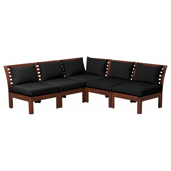 Садовый угловой диван 3 + 2 ЭПЛАРО / ХОЛЛО, коричневая морилка, черный (206/206x80x73 см) - фото 1