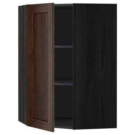 Угловой навесной шкаф с полками, черный/Эдсерум коричневый 68x100 см IKEA МЕТОД 092.266.17