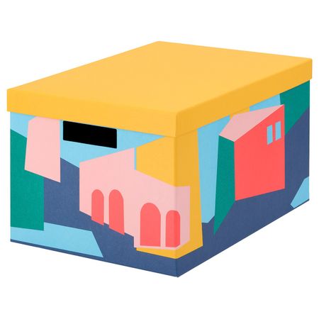 Коробка с крышкой, желтый, 25x35x20 см IKEA ТЬЕНА 804.341.36