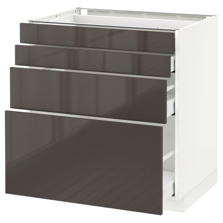 Напольный шкаф 4 фронтальных панели, 4 ящика МЕТОД / МАКСИМЕРА, белый, Рингульт серый