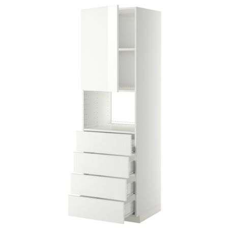 Высокий шкаф для духовки, дверца, 4 ящика МЕТОД / ФОРВАРА, белый, Рингульт белый