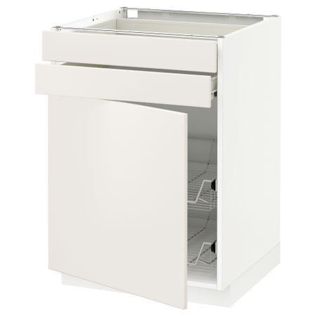 Напольный шкаф, дверца, 2 ящика, проволочных корзин МЕТОД / ФОРВАРА, белый, Веддинге белый