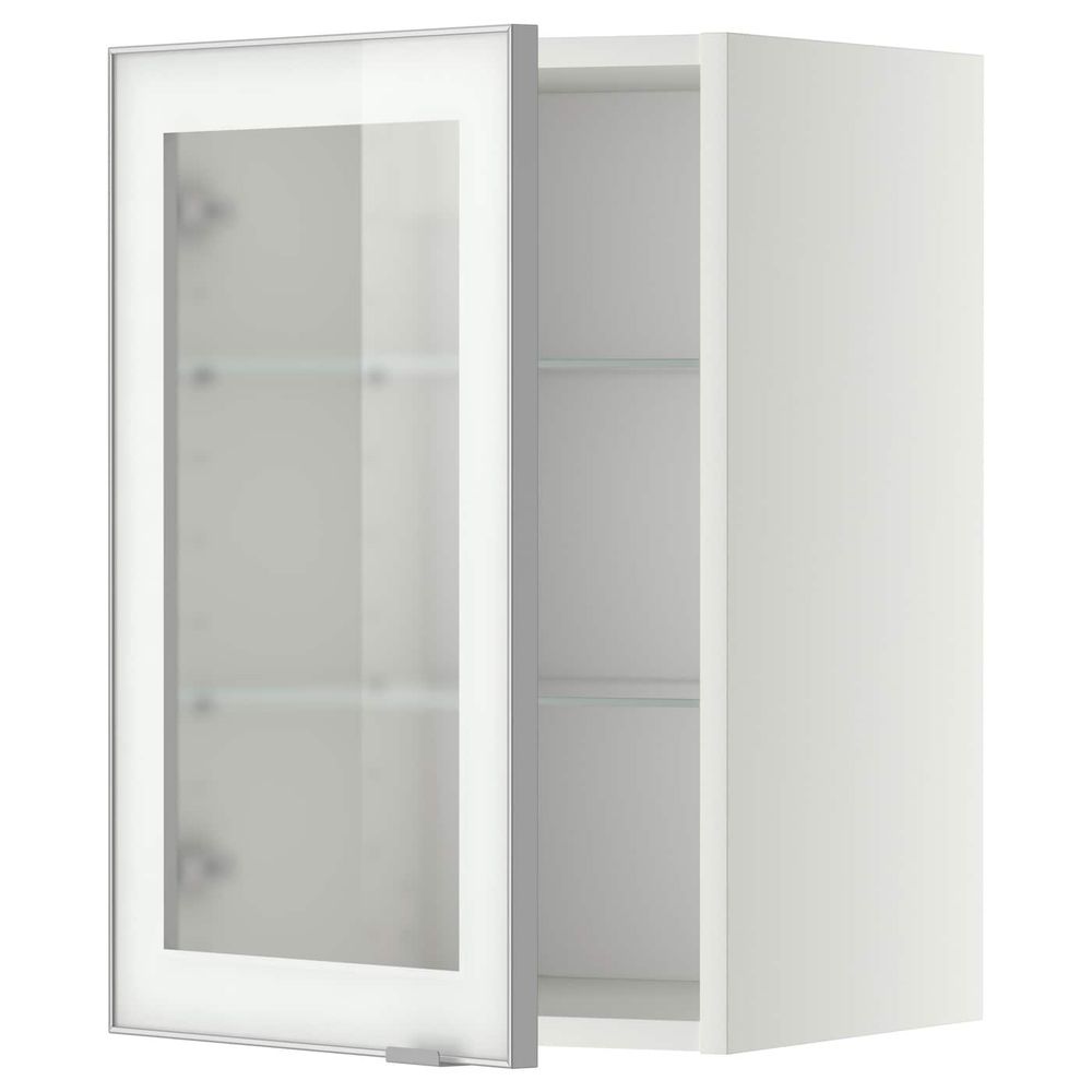 Навесной шкаф/полки/стеклян дверца, белый/Ютис матовое стекло 40x60 см IKEA METOD МЕТОД 094.451.20 - фото 1
