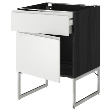 Напольный шкаф с ящиком, дверью МЕТОД / МАКСИМЕРА, черный, Нодста белый