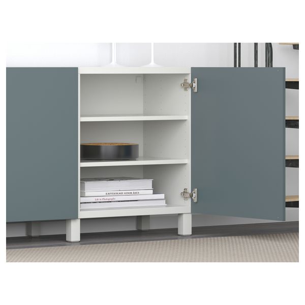 Комбинация для хранения с дверцами БЕСТО, белый, Вальвикен серо-бирюзовый - схема-чертеж с размерами