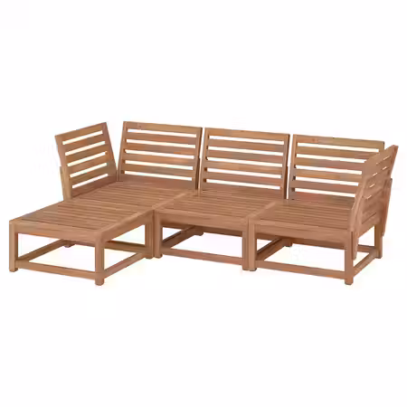 NÄMMARÖ 3-местный модульный диван, садовый - с табуретом для ног светло-коричневая морилка 210 см